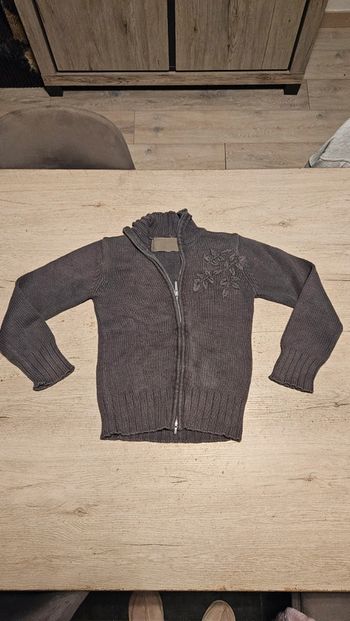 Gilet gris très foncé à manches longues, Okaidi, 10 ans, nickel