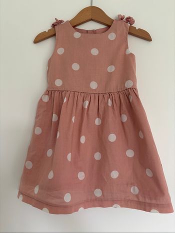 Robe vieux rose à pois blancs 2 ans - 83-89cm