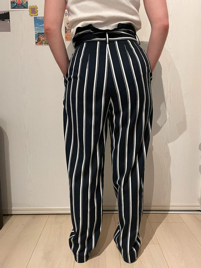 Pantalon fluide à rayures- taille haute - photo numéro 2