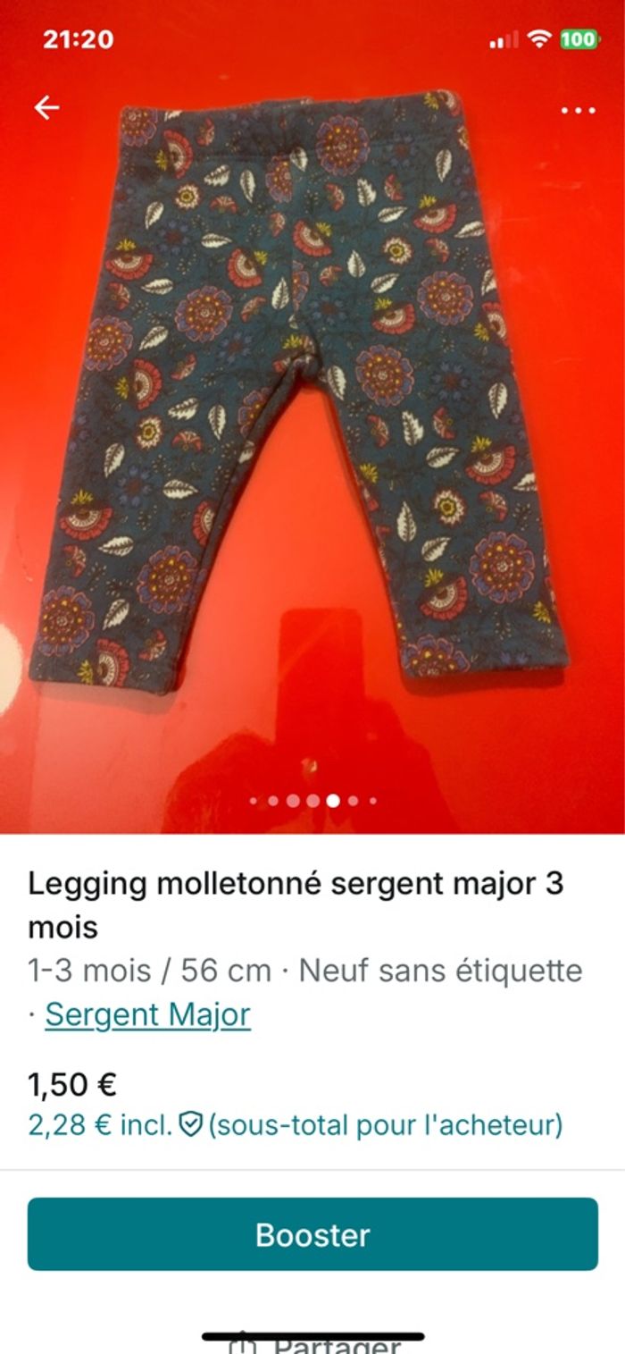 Legging molletonné sergent major 3 mois - photo numéro 2