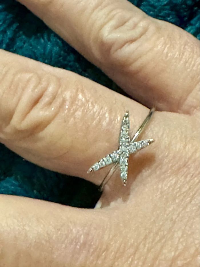 Bague réglable liens croisés acier inoxydable argent et cristaux - photo numéro 2