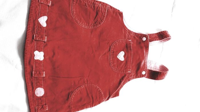 Robe salopette en velours rouge 18 mois