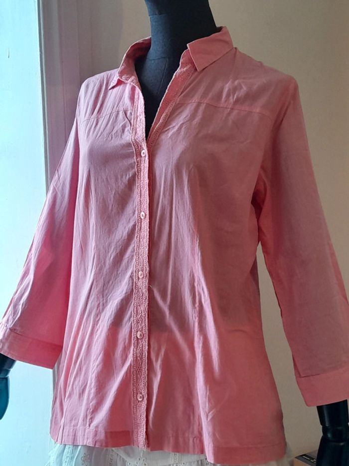 Chemise rose Vintage taille m broderie - photo numéro 2