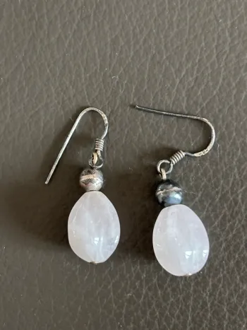 Boucles d’oreilles en argent et quartz rose