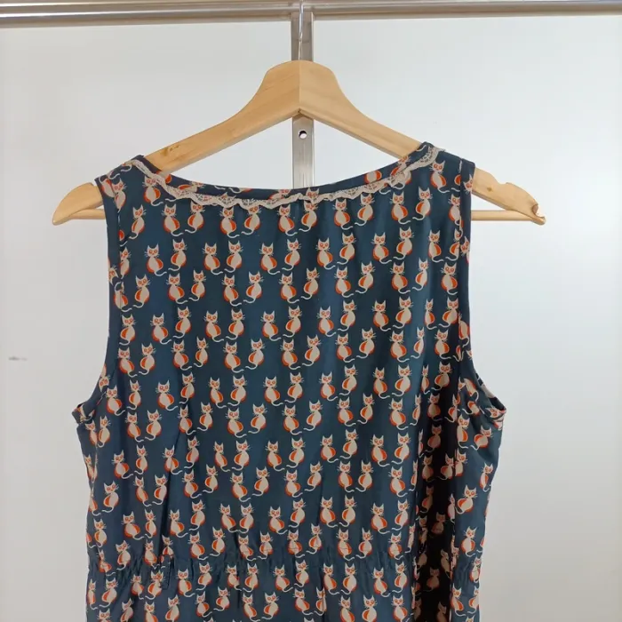 Robe sans manches Sweet & Vintage imprimé chats taille L style rétro fun A1555 - photo numéro 8