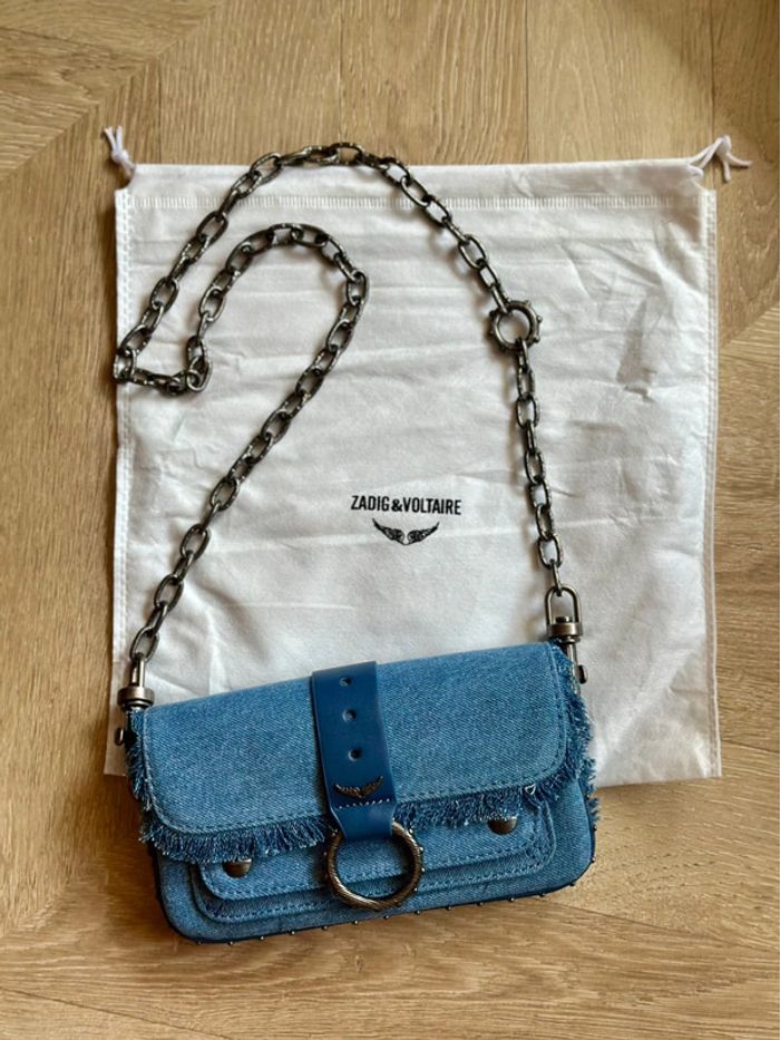 Sac Kate Wallet Glitter Storm édition Kate Moss bleu jean - Zadig&voltaire