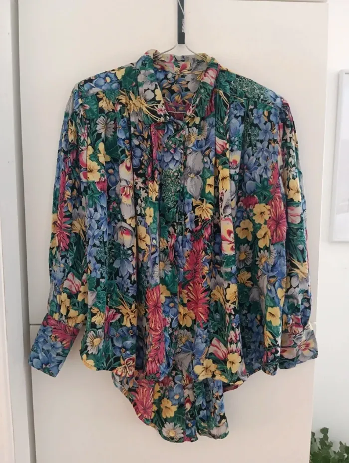 Chemise vintage fleurs multicolores - photo numéro 6