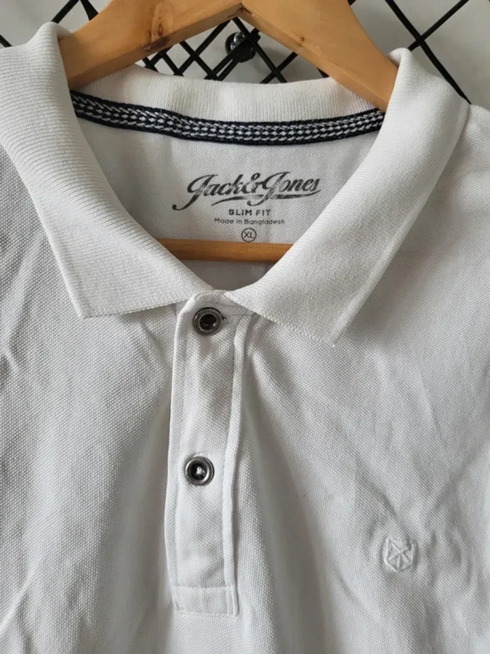 Polo blanc uni Jack&Jones XL slim fit - photo numéro 2