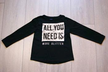 Maillot manche longue Noir et sequin. 4 ans fille .Kiabi