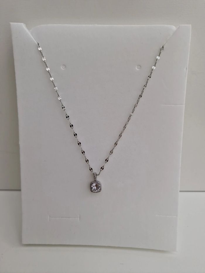 Collier Ras Coup Acier Argenté Zirconiums - photo numéro 12