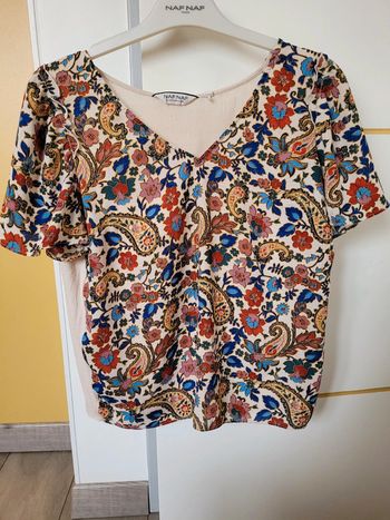 T shirt fleuri bi-matière Naf Naf