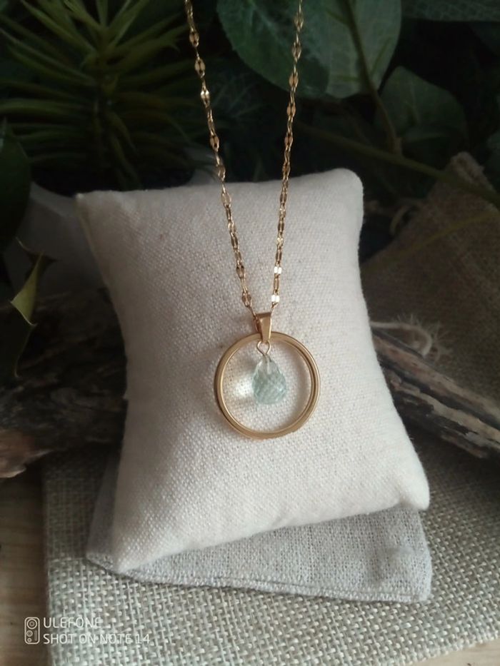 Collier alliance et pierre aigue marine