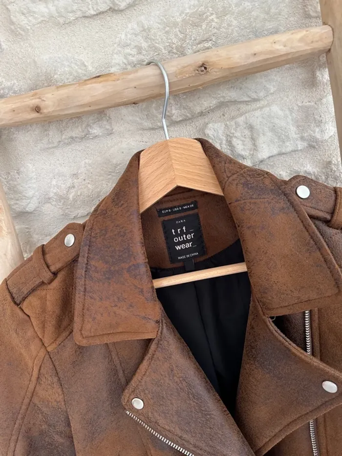 Blouson biker marron Zara Taille S - 30 € - photo numéro 6