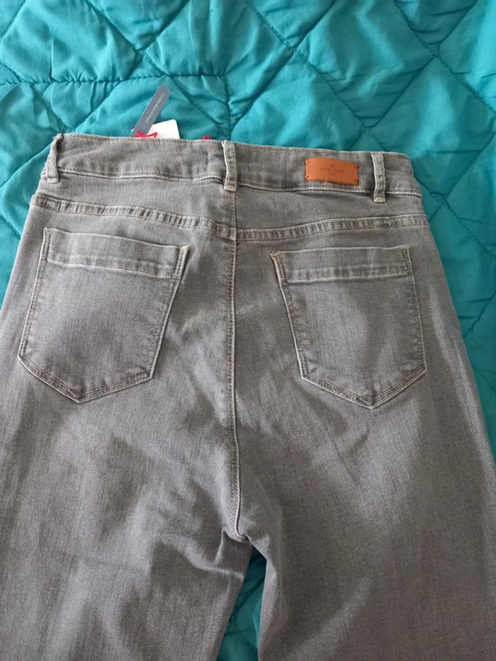 Jeans gris taille 40 Cyrillus coupe slim - photo numéro 3