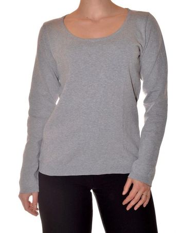 pull fin gris clair uni manches longues col rond taille 38/40