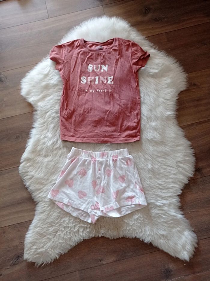 Pyjama Kiabi été 5 ans short coeur + tshirt