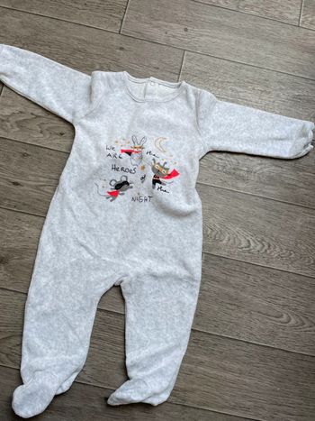 Pyjama velours gris super heros 9 mois