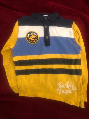 Polo DPAM 6 ans jaune motif requin 