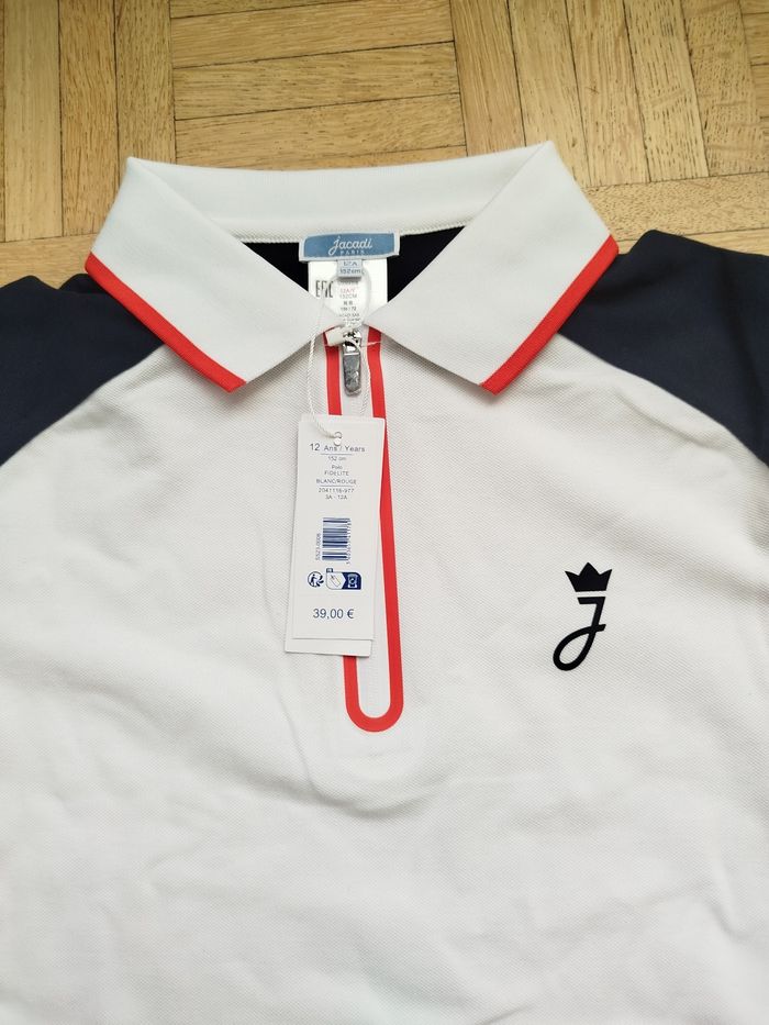 Polo Fidelite blanc rouge Bleu marin garçon 12 ans Jacadi - photo numéro 2