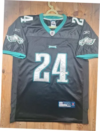 Maillot NFL Eagles Asomugha 24 Reebok Authentic 52 Noir Jersey US Football ( 1007 )
