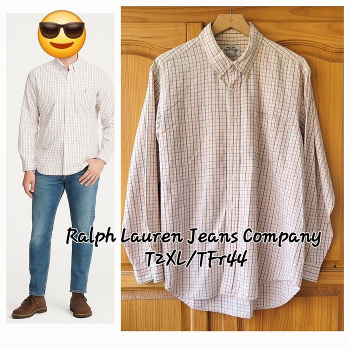 Ralph Lauren Jeans Company Chemise ML T2XL/TFr44 - Carreaux-Coupe Large&Droite-Vintage 100%Coton