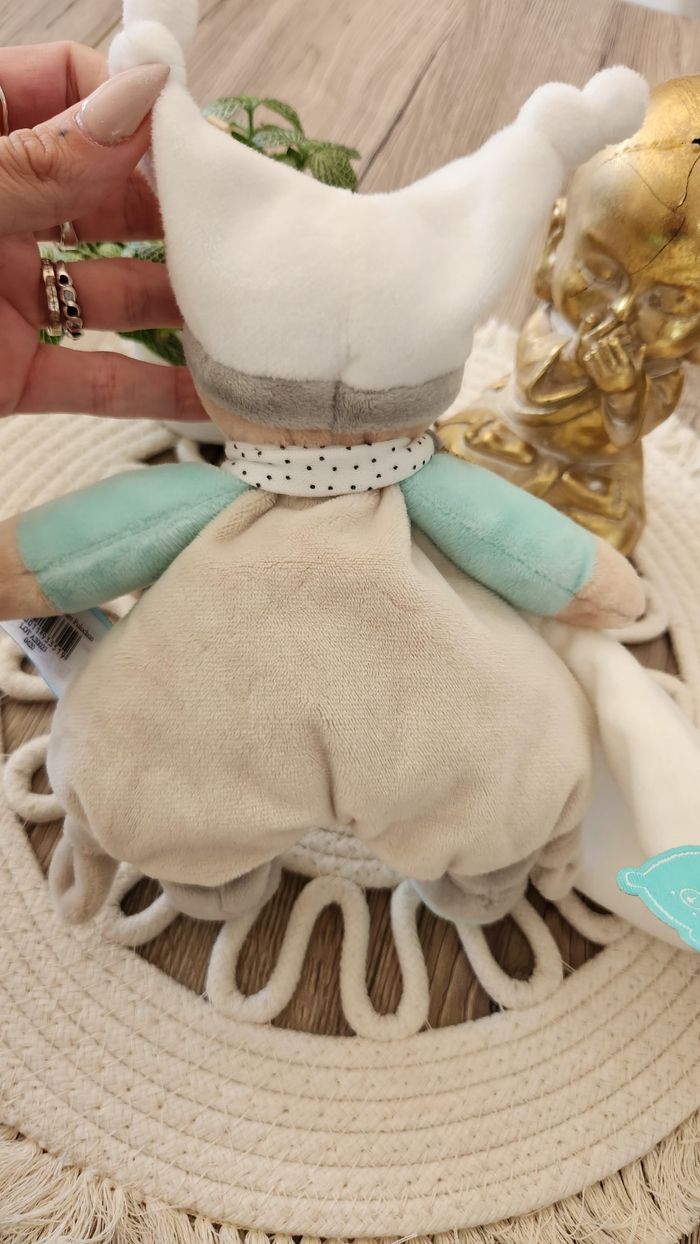 Doudou Lange Ours Baby Nat Turquoise Blanc - photo numéro 9
