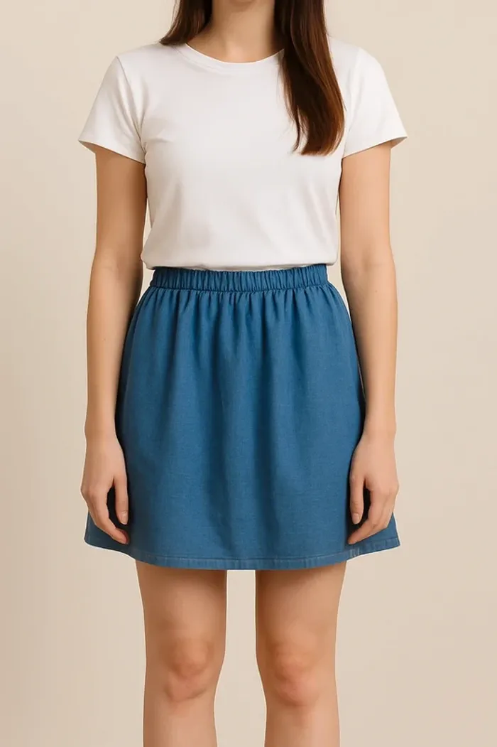 Jupe courte couleur bleu , taille 36/S élastique neuve