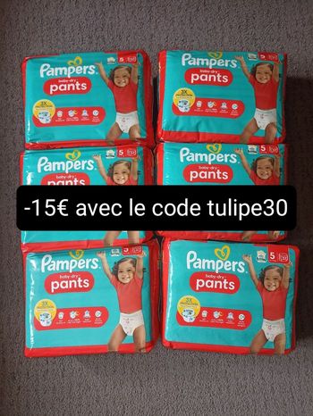 Lot de six paquets couches jetables  Pampers pants culottes T5 taille 5