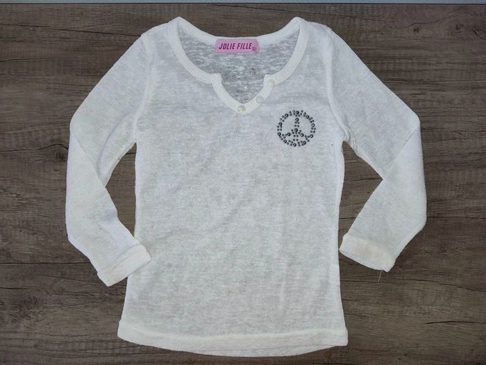 Pull fin blanc avec strass " Jolie fille " 4 ans - photo numéro 2