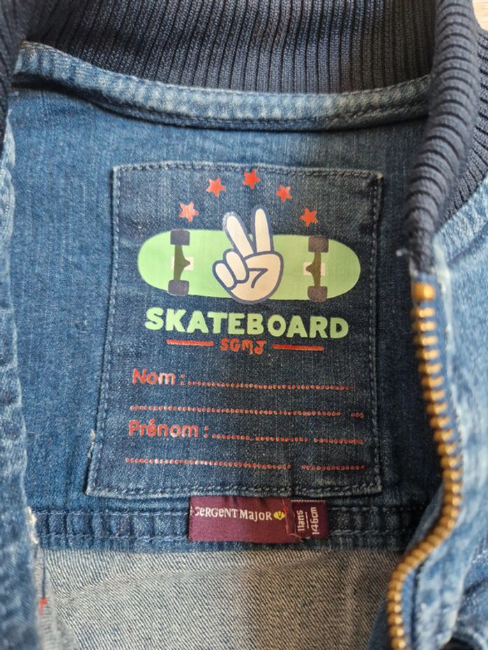 Blouson en jean zippé Sergent Major taille 11 ans Skateboard - photo numéro 3