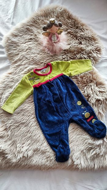 Pyjama velours bleu vert premaman 3 mois
