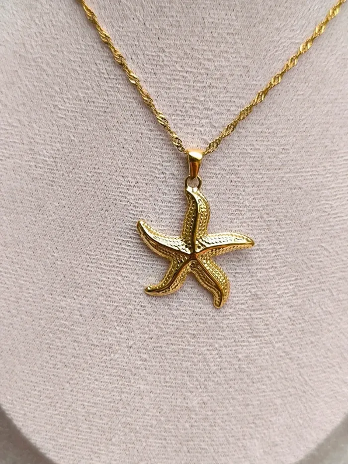 Collier doré chaîne torsadée avec étoile de mer - photo numéro 5