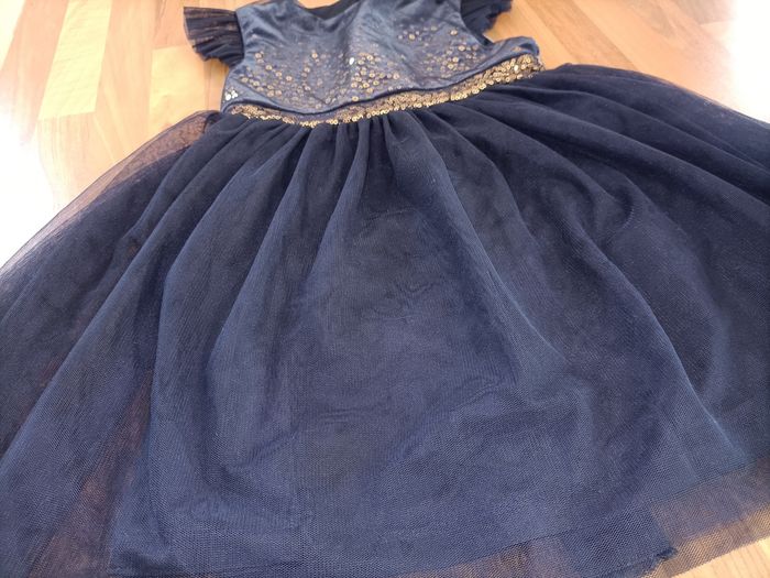 Robe de fête bleu marine type velours et tulle 3-4 ans tex - photo numéro 6