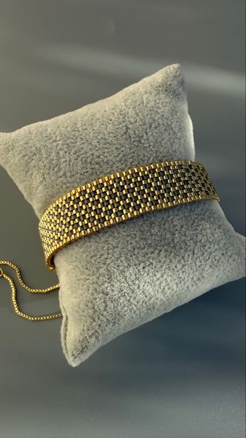 Bracelet doré et noir satin Miyuki