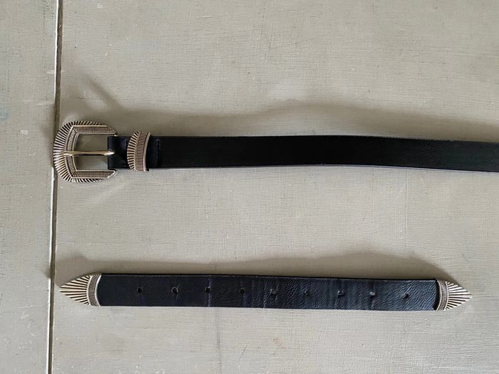 Ceinture femme double boucle noire et argentée - photo numéro 5