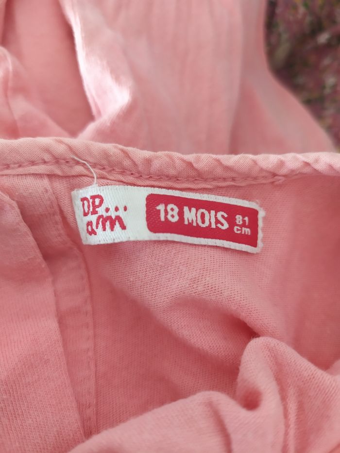 Tee-shirt manches longues bébé fille 18 mois coton corail - photo numéro 3