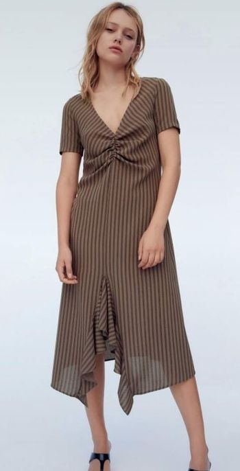 Magnifique robe à rayures marron taille 40 Zara