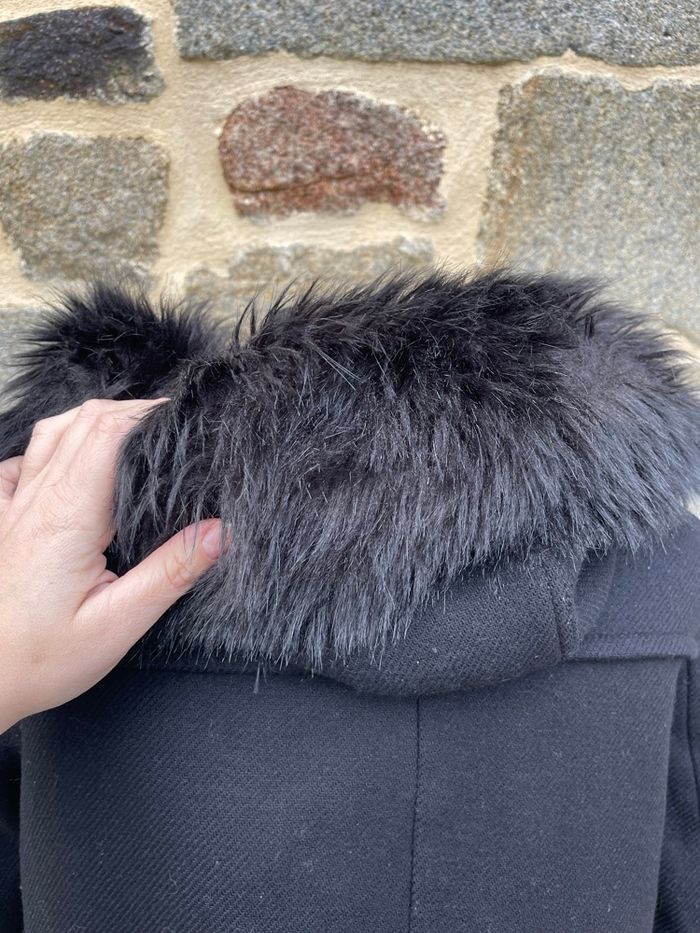 Duffle coat en laine noir avec capuche - Zara - photo numéro 6