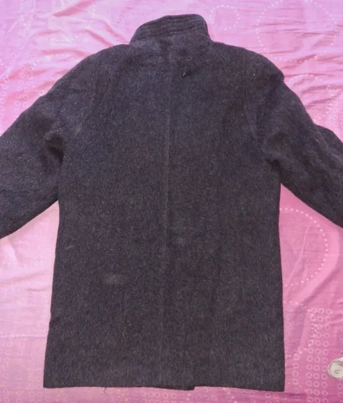Manteau laine gris foncé noir - photo numéro 5