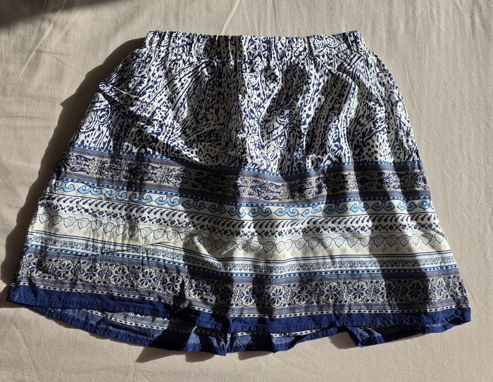 It Hippie Jupe Courte Viscose Bleue Très bon état S/M - photo numéro 2