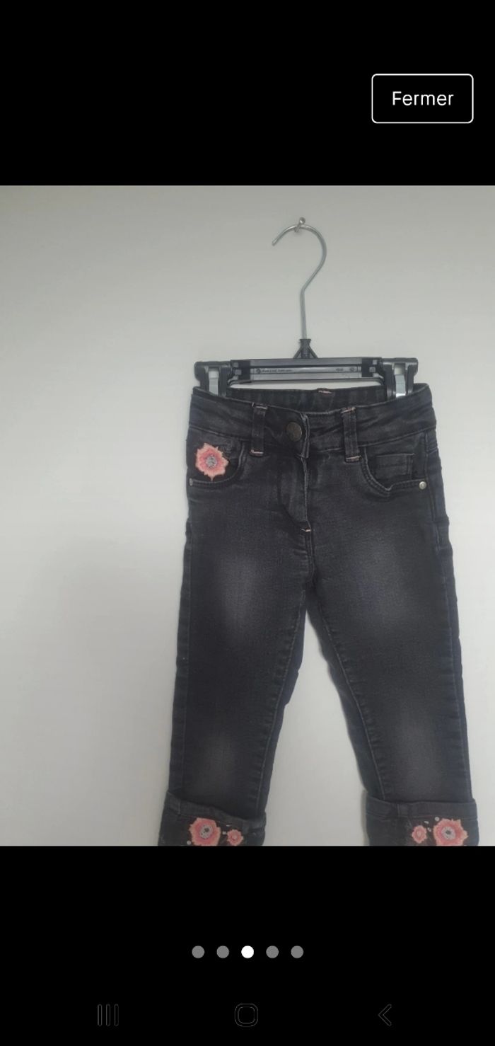 Jeans noir avec broderie fleurs 2 ans orchestra - photo numéro 3