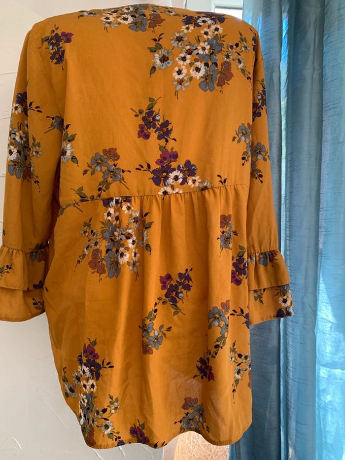 Blouse fleurie taille 48 moutarde - photo numéro 5