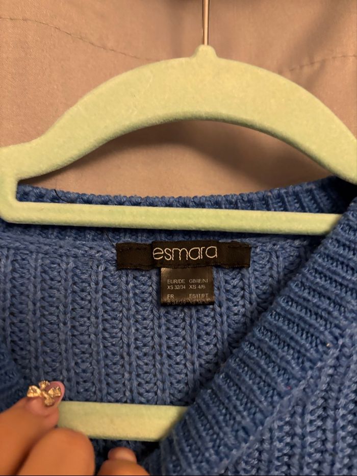 Pull tricoté bleu - photo numéro 3