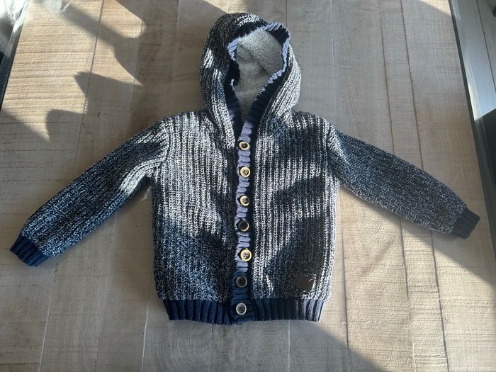 Gilet épais chiné marine et blanc - photo numéro 1