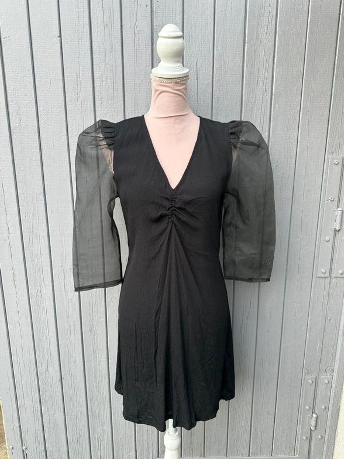 Robe noir manches longues tules transparente dos nu décolleté Pimkie