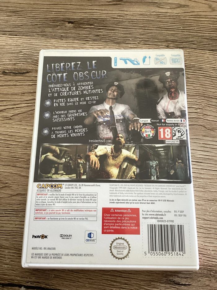boîte Nintendo wii sans notice resident evil the darkside chronicles Nintendo wii vendu sans le jeu - photo numéro 2