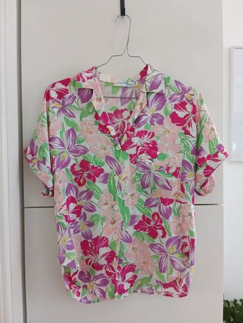 Chemise vintage à fleurs multicolores taille 40