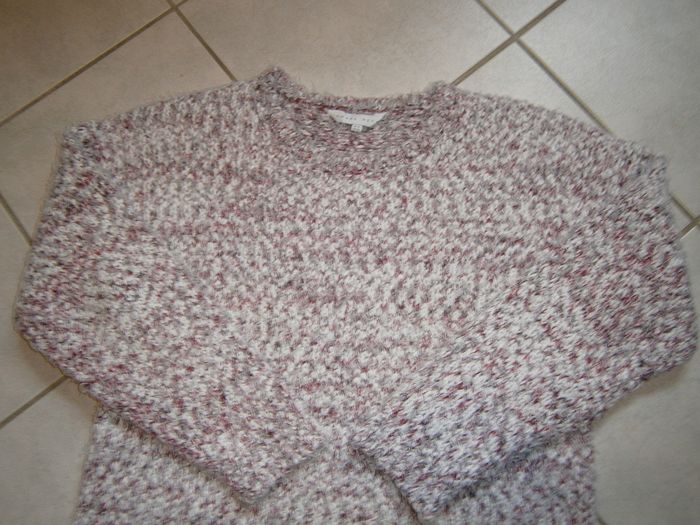 Pull doux chiné blanc/rouge Taille 42 - photo numéro 6