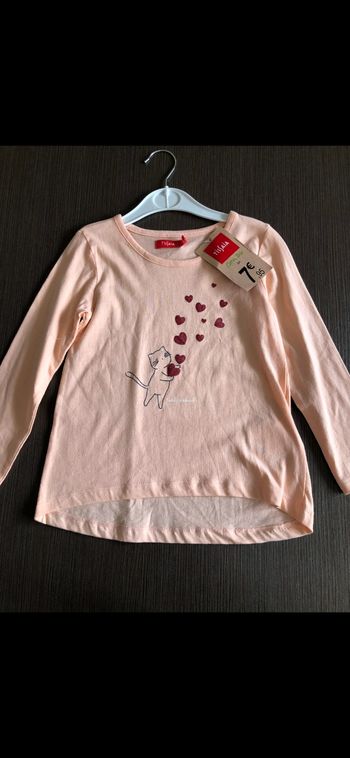 Tee shirt rose fille manches longues 5 ans