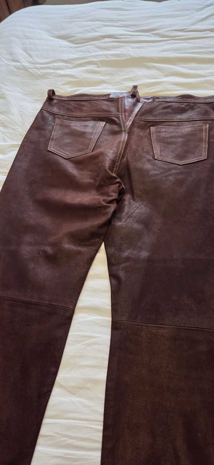 Jean cuir marron T.50 - photo numéro 2